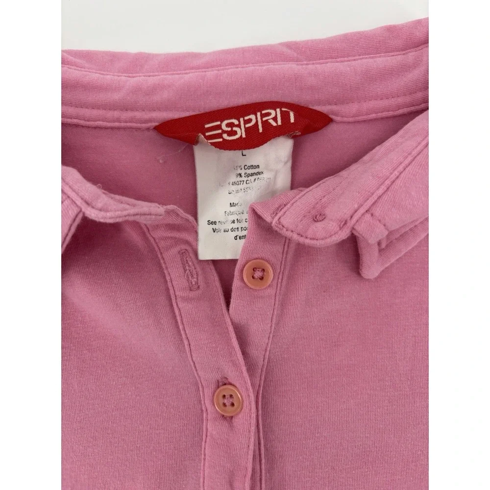 Vintage Esprit Polo Sz L Y2K Preppy Barbiecore Momcore Feminine - Picture 4 of 8